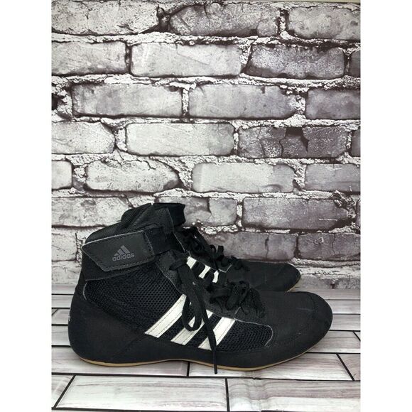 ADIDAS Black Suede White Stripes Strap Lace Up Wrestling Shoes Men Sz 7M US/40EU main image 16